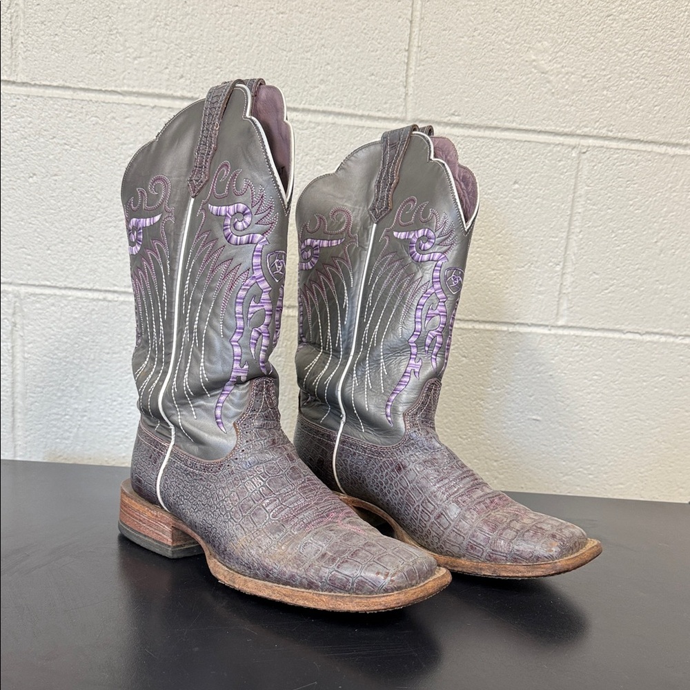 Ariat Pink and Gray Western Boots